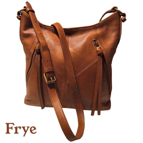 Frye Handbags - Frye Ari Cognac Pebbled Leather Crossbody Bag